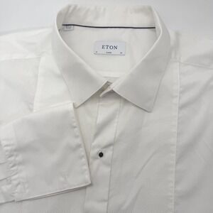 Eton Tuxedo Shirt Mens 20 White Classic Fit Textured Bib French Cuff 882224